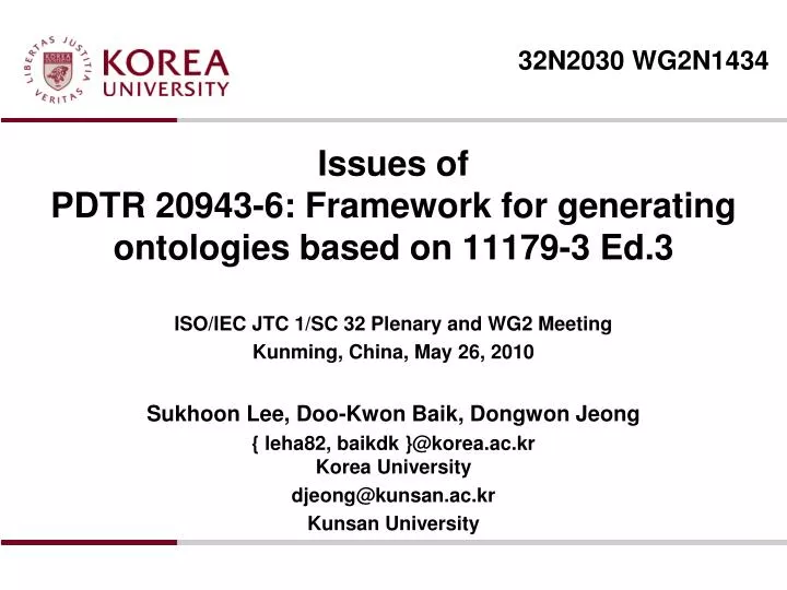 issues of pdtr 20943 6 framework for generating ontologies based on 11179 3 ed 3