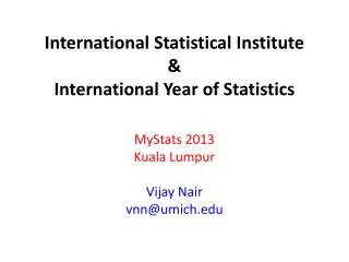 International Statistical Institute &amp; International Year of Statistics