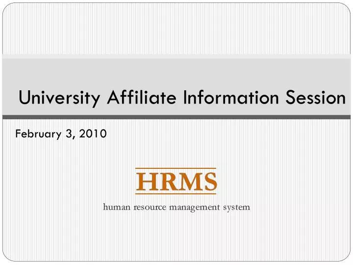 university affiliate information session
