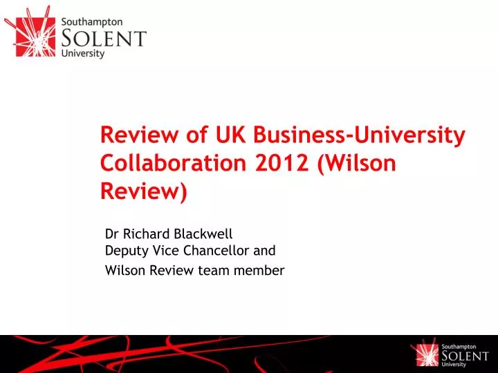 dr richard blackwell deputy vice chancellor and wilson review team member
