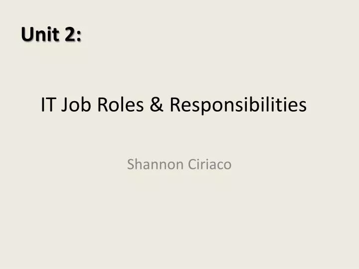 it job roles responsibilities