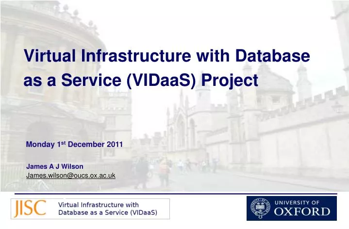 virtual infrastructure with database as a service vidaas project