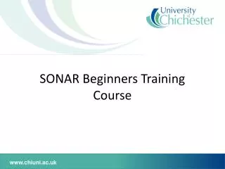 SONAR Beginners Training Course