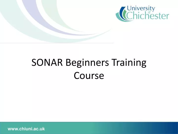 sonar beginners training course