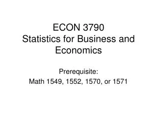ECON 3790 Statistics for Business and Economics