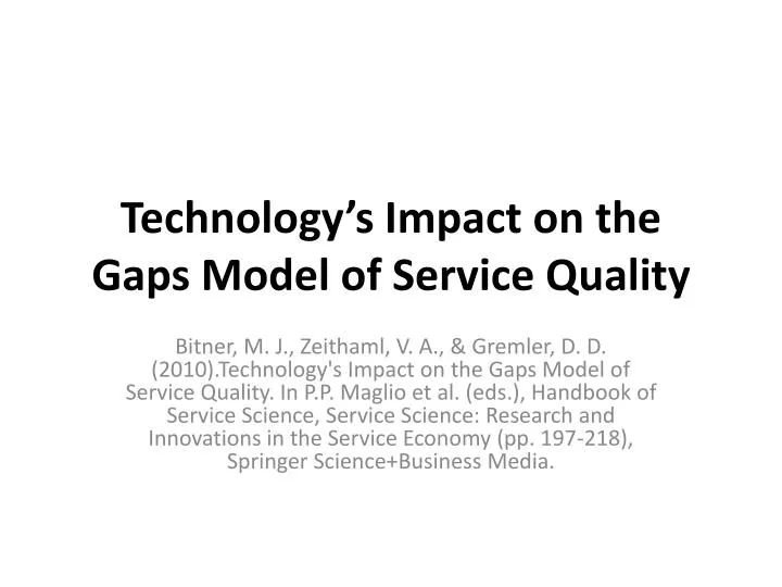 technology s impact on the gaps model of service quality