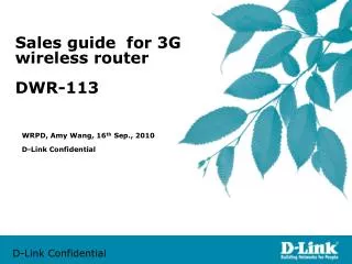 Sales guide for 3G wireless router DWR-113