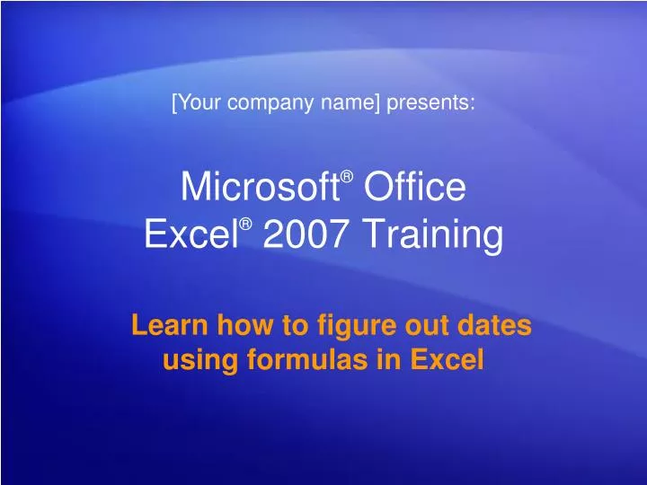 microsoft office excel 2007 training