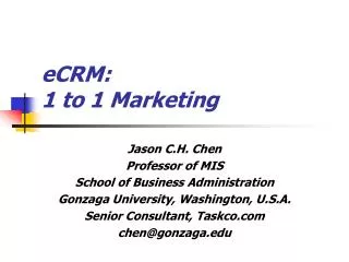 eCRM: 1 to 1 Marketing