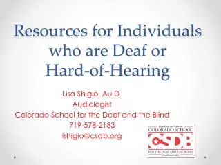 Resources for Individuals who are Deaf or Hard-of-Hearing