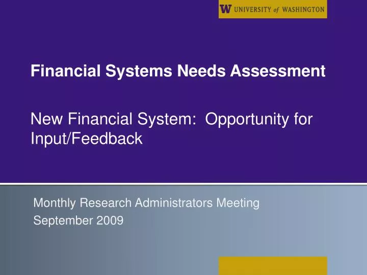 financial systems needs assessment