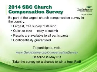 2014 SBC Church Compensation Survey