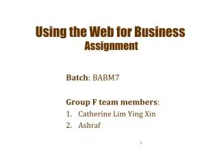 Using the Web for Business Assignment