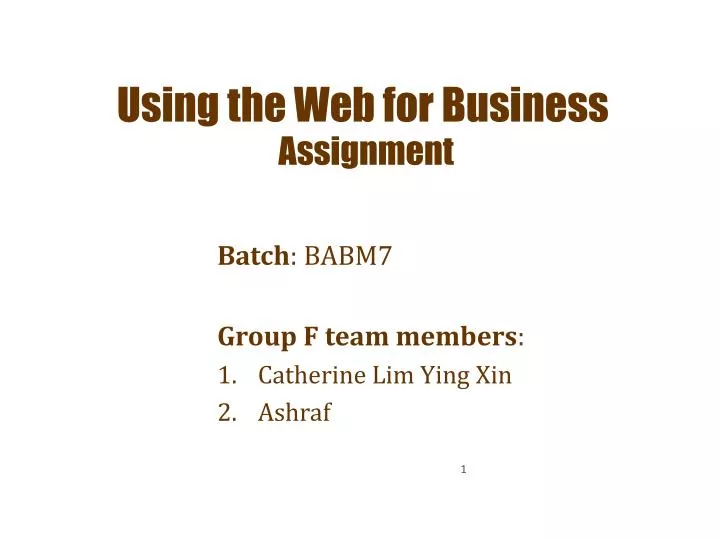 using the web for business assignment