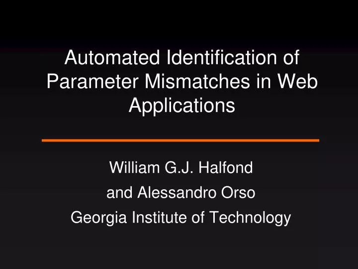 automated identification of parameter mismatches in web applications