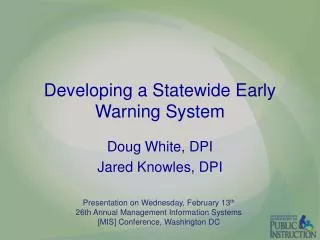 Developing a Statewide Early Warning System