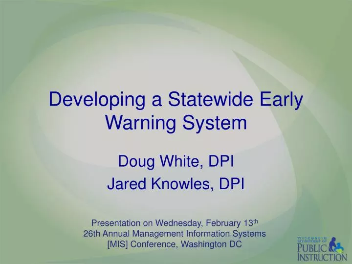 developing a statewide early warning system