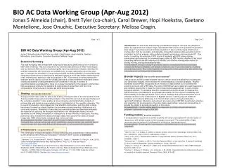 BIO AC Data Working Group (Apr-Aug 2012)