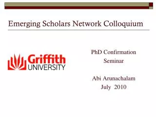 Emerging Scholars Network Colloquium