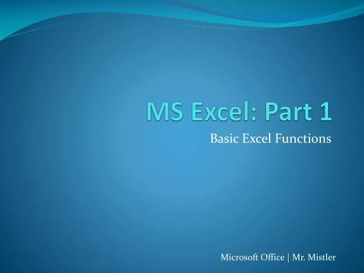 ms excel part 1