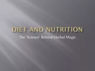 Diet and Nutrition