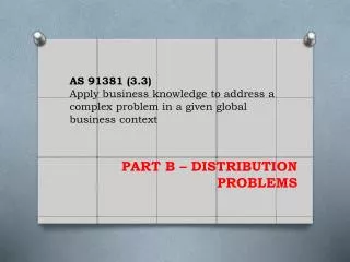 AS 91381 (3.3) Apply business knowledge to address a complex problem in a given global business context