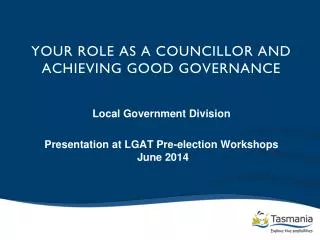 your role as a councillor and achieving good governance