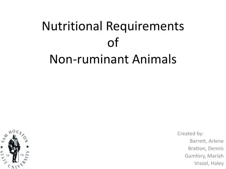 nutritional requirements of non ruminant animals