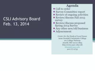 CSLI Advisory Board Feb. 13, 2014