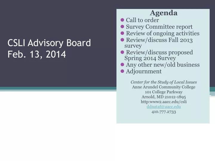 csli advisory board feb 13 2014