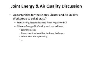 Joint Energy &amp; Air Quality Discussion