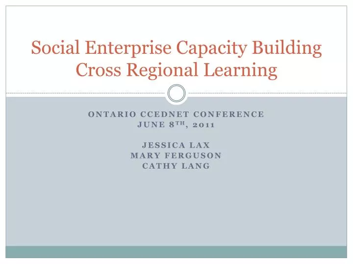 social enterprise capacity building cross regional learning