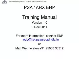 PSA / ARX ERP