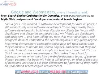Google and Webmasters, a very interesting read: