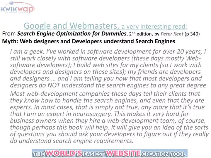 google and webmasters a very interesting read