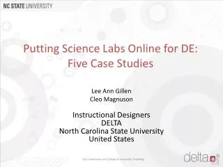 Putting Science Labs Online for DE: Five Case Studies