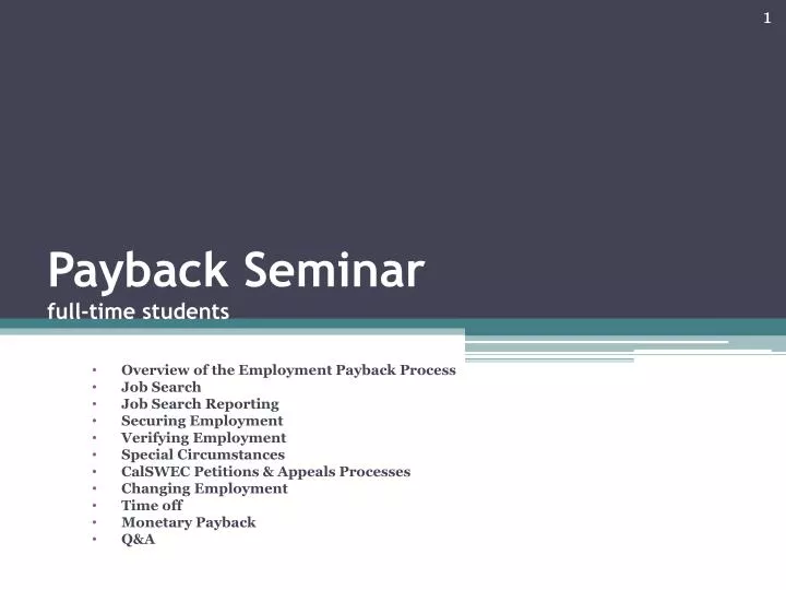 payback seminar full time students