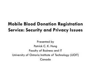 Mobile Blood Donation Registration Service: Security and Privacy Issues