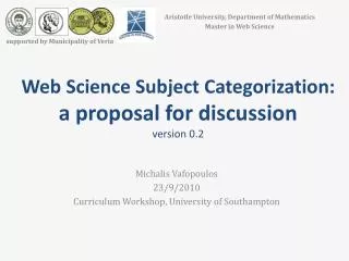 Web Science Subject Categorization: a proposal for discussion version 0.2