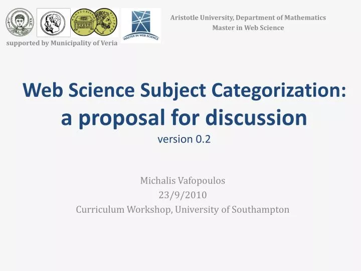 web science subject categorization a proposal for discussion version 0 2