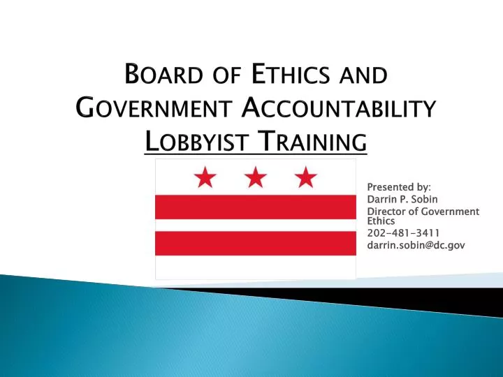 board of ethics and government accountability lobbyist training