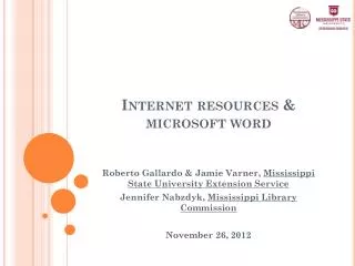 Internet resources &amp; microsoft word