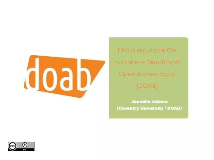 find a reputable oa publisher directory of open access books doab