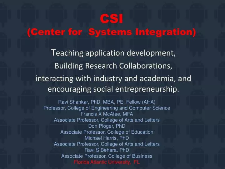 csi center for systems integration