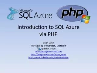 Introduction to SQL Azure via PHP