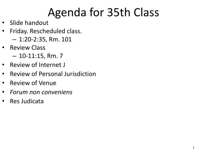 agenda for 35th class