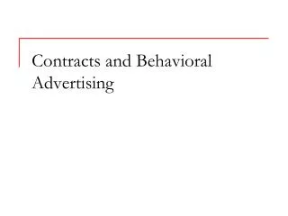 Contracts and Behavioral Advertising