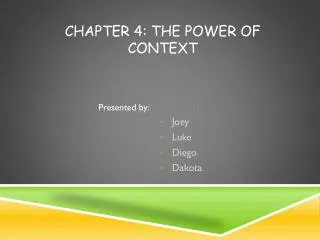 Chapter 4: The power of context