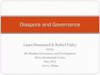 Diaspora and Governance