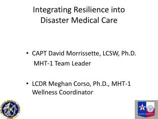 Integrating Resilience into Disaster Medical Care